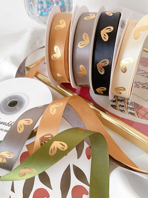 16 mm modèle de cœur en feuille d'or ruban imprimé pour l'emballage et la décoration des cadeaux