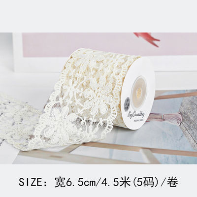 Ruban en dentelle de polyester de 65 mm pour la décoration de mariage et l'emballage des cadeaux