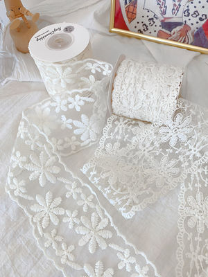 Ruban en dentelle de polyester de 65 mm pour la décoration de mariage et l'emballage des cadeaux