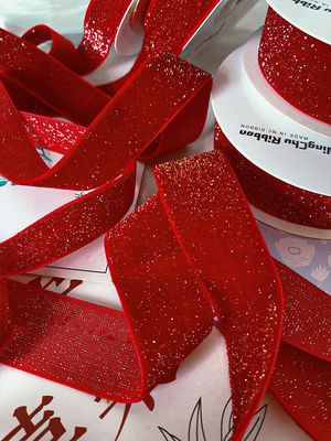 Ligne de velours brillant 6 mm-38 mm Ligne de velours rouge profond doux