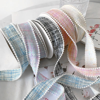 25mm ruban de polyester en treillis ruban à carreaux perle bord OEM ODM