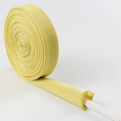 Tissus à l'épreuve du feu en tricoté jaune 20 mm de largeur Tissus tubulaires en kevlar