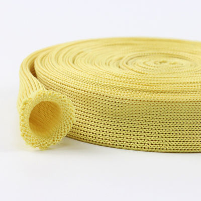 Tissus à l'épreuve du feu en tricoté jaune 20 mm de largeur Tissus tubulaires en kevlar