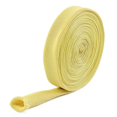 Tissus à l'épreuve du feu en tricoté jaune 20 mm de largeur Tissus tubulaires en kevlar