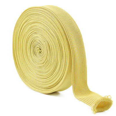 Tissus à l'épreuve du feu en tricoté jaune 20 mm de largeur Tissus tubulaires en kevlar