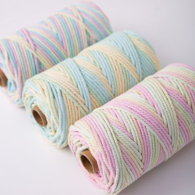 ISO9001 Corde de coton à tresses solides colorée de 3 mm en macrame tordu