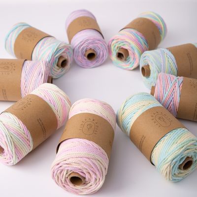 ISO9001 Corde de coton à tresses solides colorée de 3 mm en macrame tordu