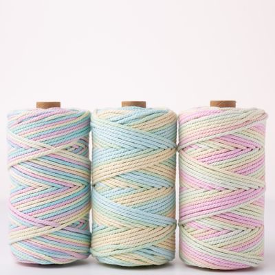 ISO9001 Corde de coton à tresses solides colorée de 3 mm en macrame tordu