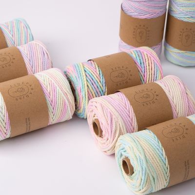 ISO9001 Corde de coton à tresses solides colorée de 3 mm en macrame tordu
