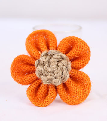 Fleurs à ruban de 8 cm à l'écorce en rose orange noir fleur de corde de jute