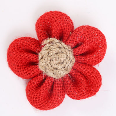 Fleurs à ruban de 8 cm à l'écorce en rose orange noir fleur de corde de jute