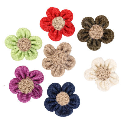 Fleurs à ruban de 8 cm à l'écorce en rose orange noir fleur de corde de jute