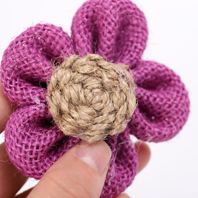 Fleurs à ruban de 8 cm à l'écorce en rose orange noir fleur de corde de jute