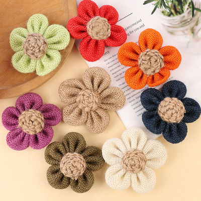 Fleurs à ruban de 8 cm à l'écorce en rose orange noir fleur de corde de jute