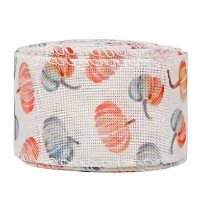 Jour de remerciement Ruban de paille imprimé 63 mm Ruban de coton personnalisé