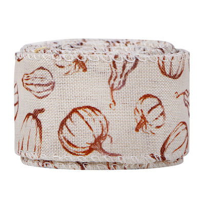 Jour de remerciement Ruban de paille imprimé 63 mm Ruban de coton personnalisé