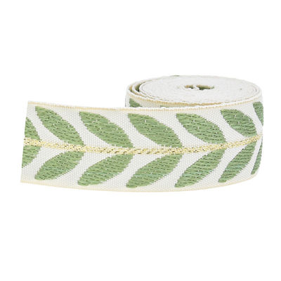 25mm*2y Ruban de feuille de jacquard Eco-friendly Ruban de Noël câblé