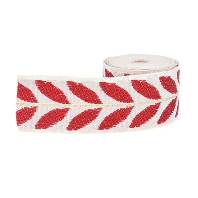 25mm*2y Ruban de feuille de jacquard Eco-friendly Ruban de Noël câblé