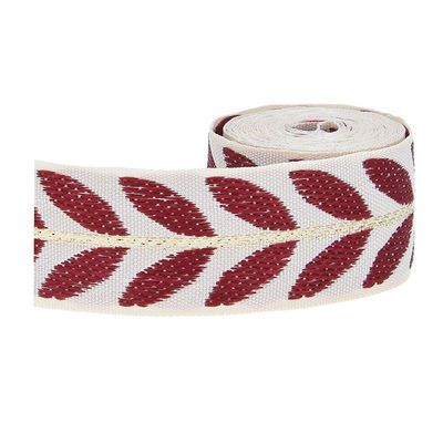 25mm*2y Ruban de feuille de jacquard Eco-friendly Ruban de Noël câblé