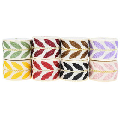 25mm*2y Ruban de feuille de jacquard Eco-friendly Ruban de Noël câblé