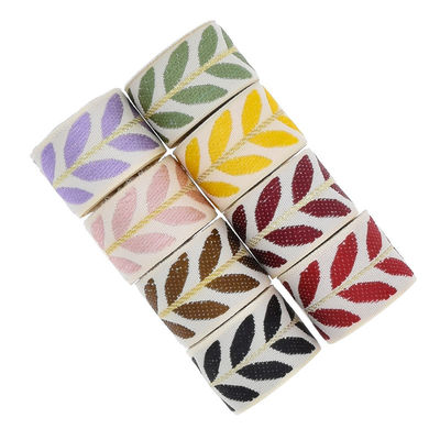 25mm*2y Ruban de feuille de jacquard Eco-friendly Ruban de Noël câblé