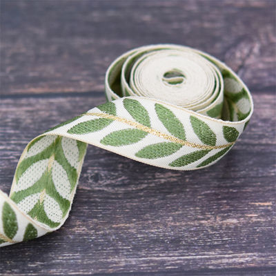 25mm*2y Ruban de feuille de jacquard Eco-friendly Ruban de Noël câblé