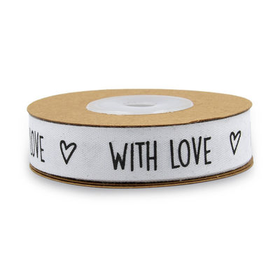Ruban en coton imprimé sur mesure 15 mm*10 m Ruban d'emballage cadeau blanc