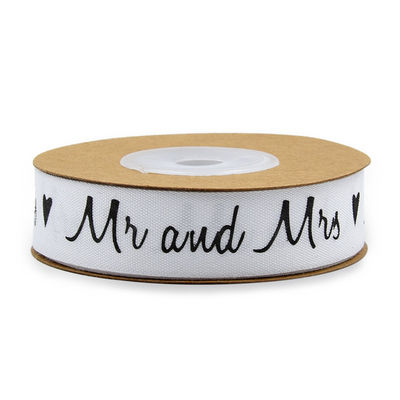 Ruban en coton imprimé sur mesure 15 mm*10 m Ruban d'emballage cadeau blanc