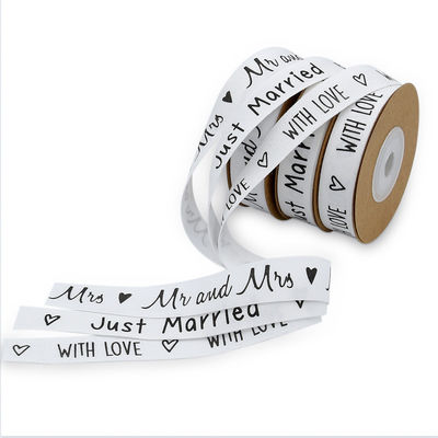 Ruban en coton imprimé sur mesure 15 mm*10 m Ruban d'emballage cadeau blanc