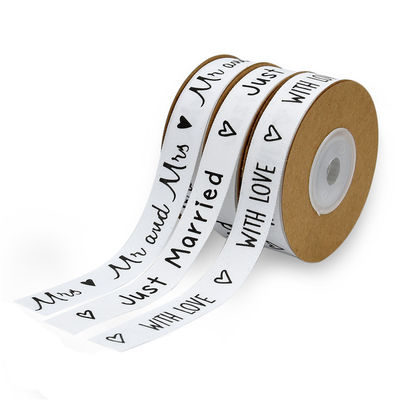 Ruban en coton imprimé sur mesure 15 mm*10 m Ruban d'emballage cadeau blanc