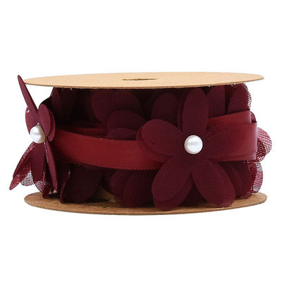 40mm*2m Polyester Ruban floral Trim OEM ODM Ruban de dentelle à fleurs