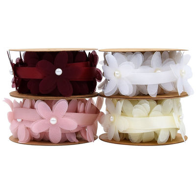 40mm*2m Polyester Ruban floral Trim OEM ODM Ruban de dentelle à fleurs