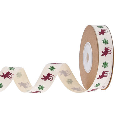 15mm*3y Ruban cadeau de Noël Ruban de coton blanc imprimé Pour les cadeaux