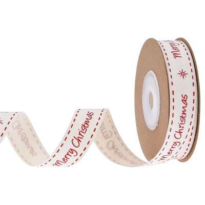 15mm*3y Ruban cadeau de Noël Ruban de coton blanc imprimé Pour les cadeaux