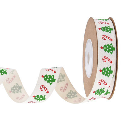 15mm*3y Ruban cadeau de Noël Ruban de coton blanc imprimé Pour les cadeaux