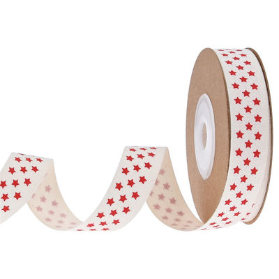 15mm*3y Ruban cadeau de Noël Ruban de coton blanc imprimé Pour les cadeaux