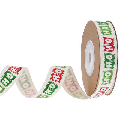 15mm*3y Ruban cadeau de Noël Ruban de coton blanc imprimé Pour les cadeaux