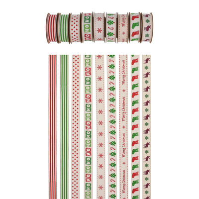 15mm*3y Ruban cadeau de Noël Ruban de coton blanc imprimé Pour les cadeaux