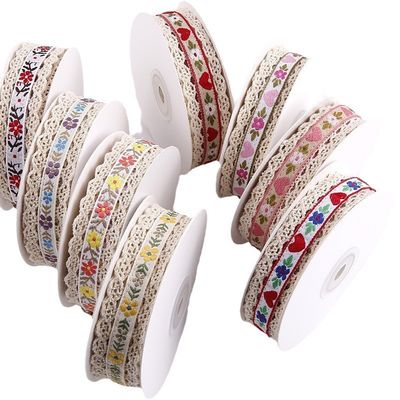 2.5cm Dentelle Flroal Flroal Jacquard ruban cadeau Emballage Ruban polyester pour l'emballage