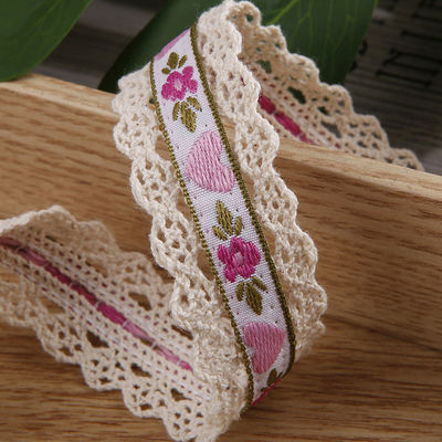 2.5cm Dentelle Flroal Flroal Jacquard ruban cadeau Emballage Ruban polyester pour l'emballage