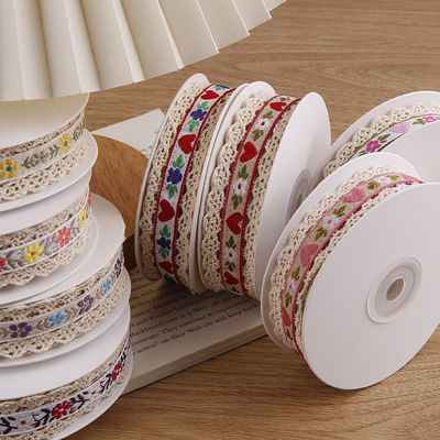 2.5cm Dentelle Flroal Flroal Jacquard ruban cadeau Emballage Ruban polyester pour l'emballage