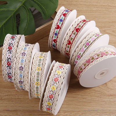 2.5cm Dentelle Flroal Flroal Jacquard ruban cadeau Emballage Ruban polyester pour l'emballage