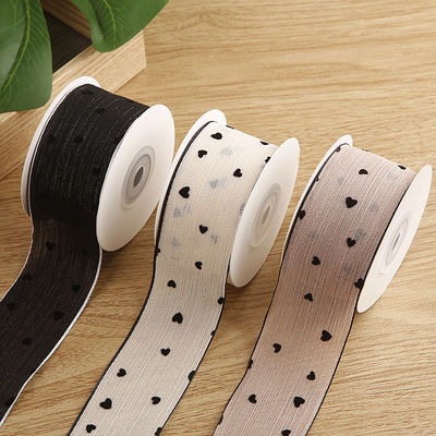 3 couleurs ruban rayé 40 mm cœur ruban polyester imprimé OEM Eco Friendly