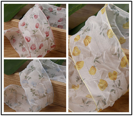 Ruban d'organes de 40 mm 50 mm avec ruban de polyester imprimé floral OEM Eco Friendly