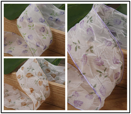 Ruban d'organes de 40 mm 50 mm avec ruban de polyester imprimé floral OEM Eco Friendly