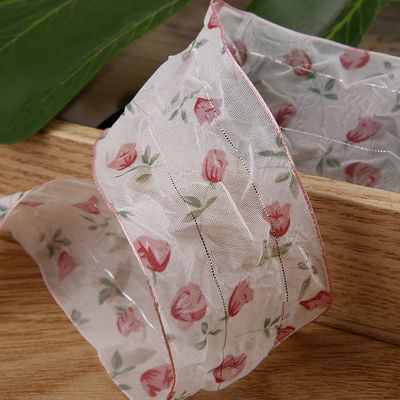 Ruban d'organes de 40 mm 50 mm avec ruban de polyester imprimé floral OEM Eco Friendly