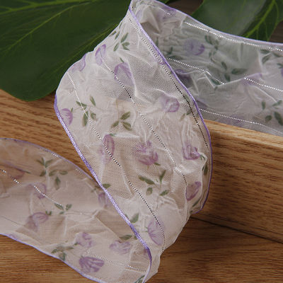 Ruban d'organes de 40 mm 50 mm avec ruban de polyester imprimé floral OEM Eco Friendly