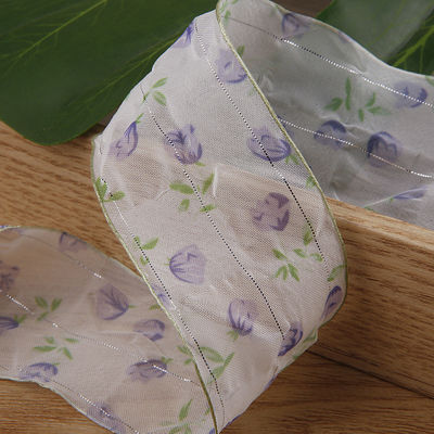 Ruban d'organes de 40 mm 50 mm avec ruban de polyester imprimé floral OEM Eco Friendly