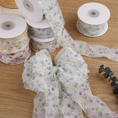 Ruban d'organes de 40 mm 50 mm avec ruban de polyester imprimé floral OEM Eco Friendly