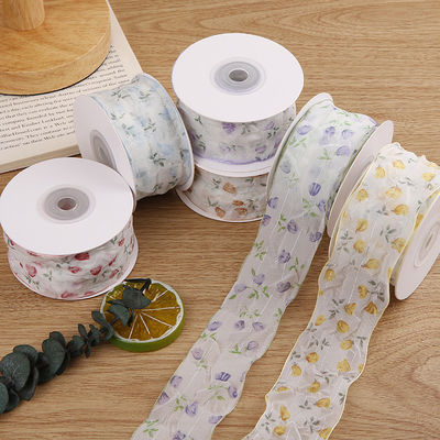 Ruban d'organes de 40 mm 50 mm avec ruban de polyester imprimé floral OEM Eco Friendly